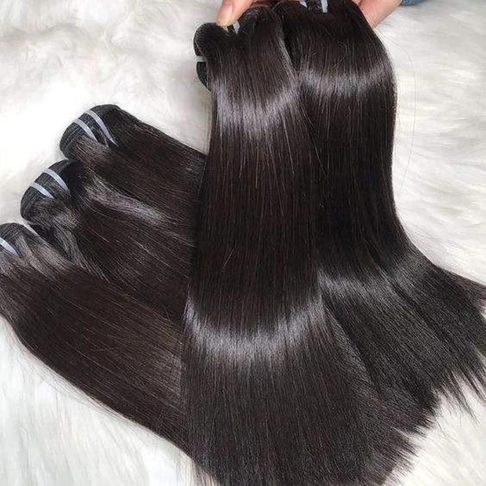 Alta calidad brasileño 26 28 pulgadas virgen sin procesar Remy 15A extensiones de cabello humano lacio hueso 3 4 paquetes doble weft 6
