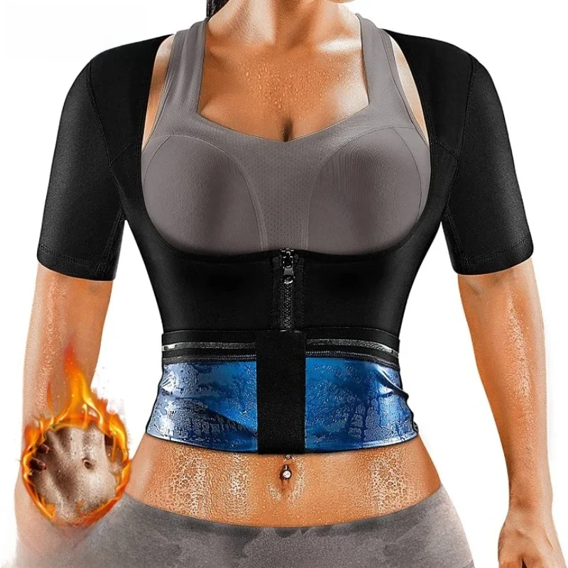 Vensslim Sauna Suits for Women Weight Loss Slimming Sweat Vest Waist Trainer Fitness Body Shaper Zipper Fat Burn Trimmer Tops — zdjęcie 2