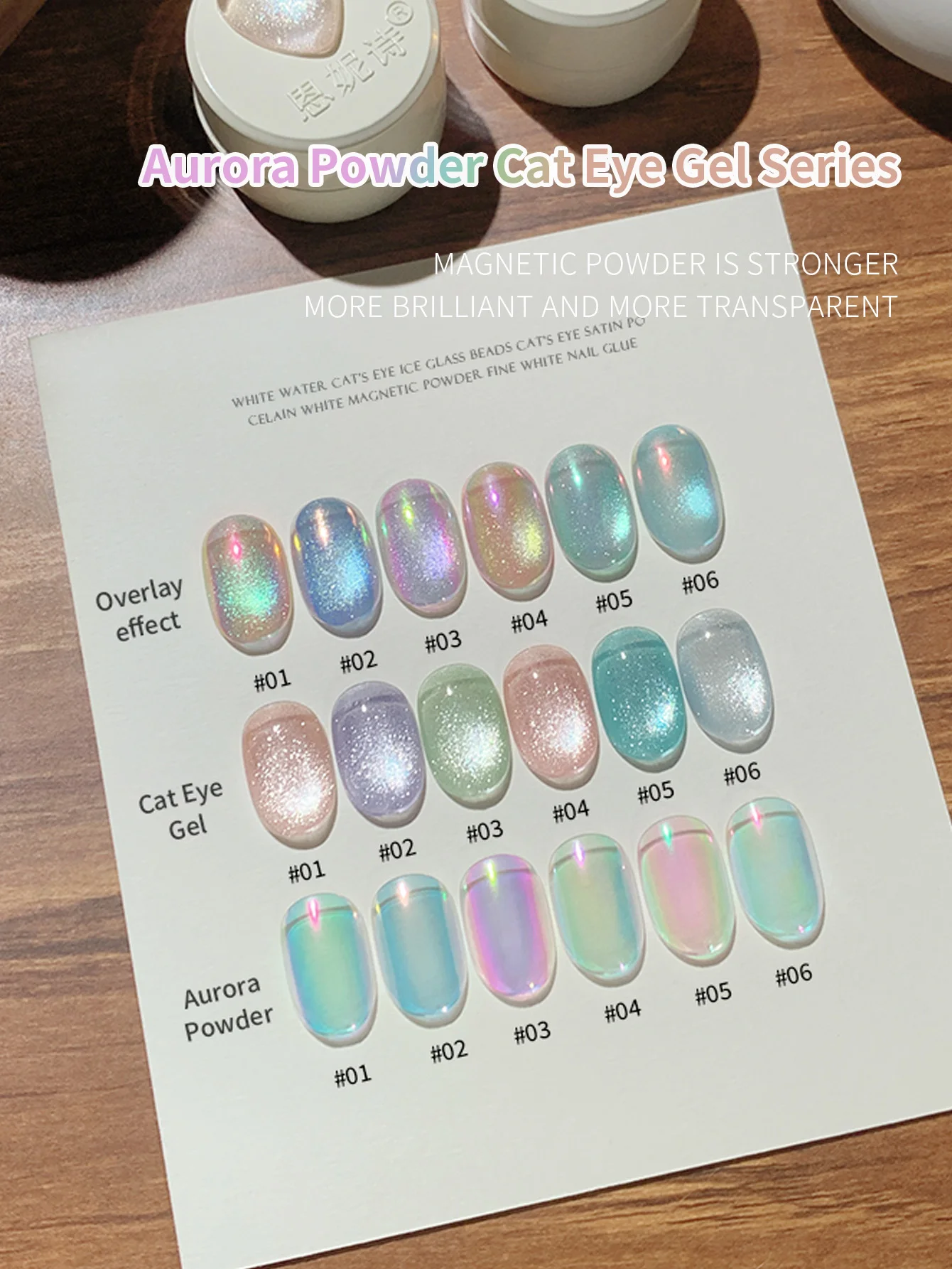 

10ml Sparkling Crystal Cat Eye Gel Nail Polish Set 2025 New Aurora Powder Series Ice Transparent Glass Bead Cat Eye Nail Art Set