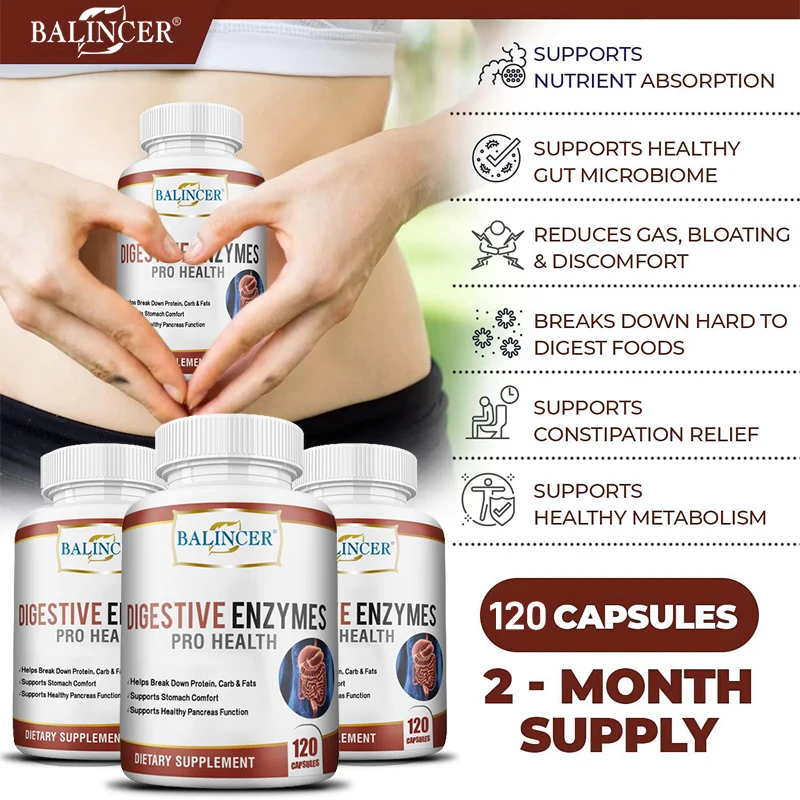 Balincer Digestive Enzyme Supplement - Supports Nutrient Absorption | Gut Health - Immune Support - Non-GMO