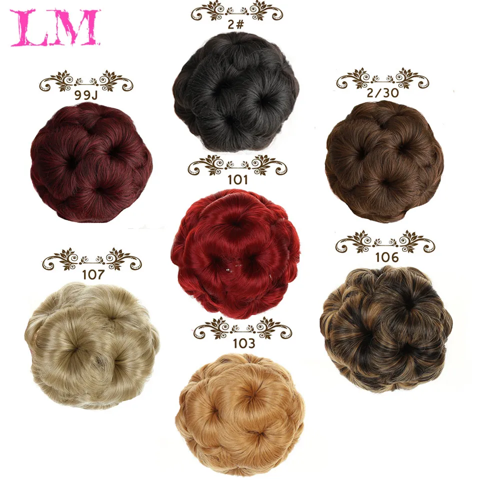 FORLISEE Synthetic High Temperature Fiber Chignon Nine Flowers Hair Women Curly Chignon Hair Bun Donut Clip In Hairpiece