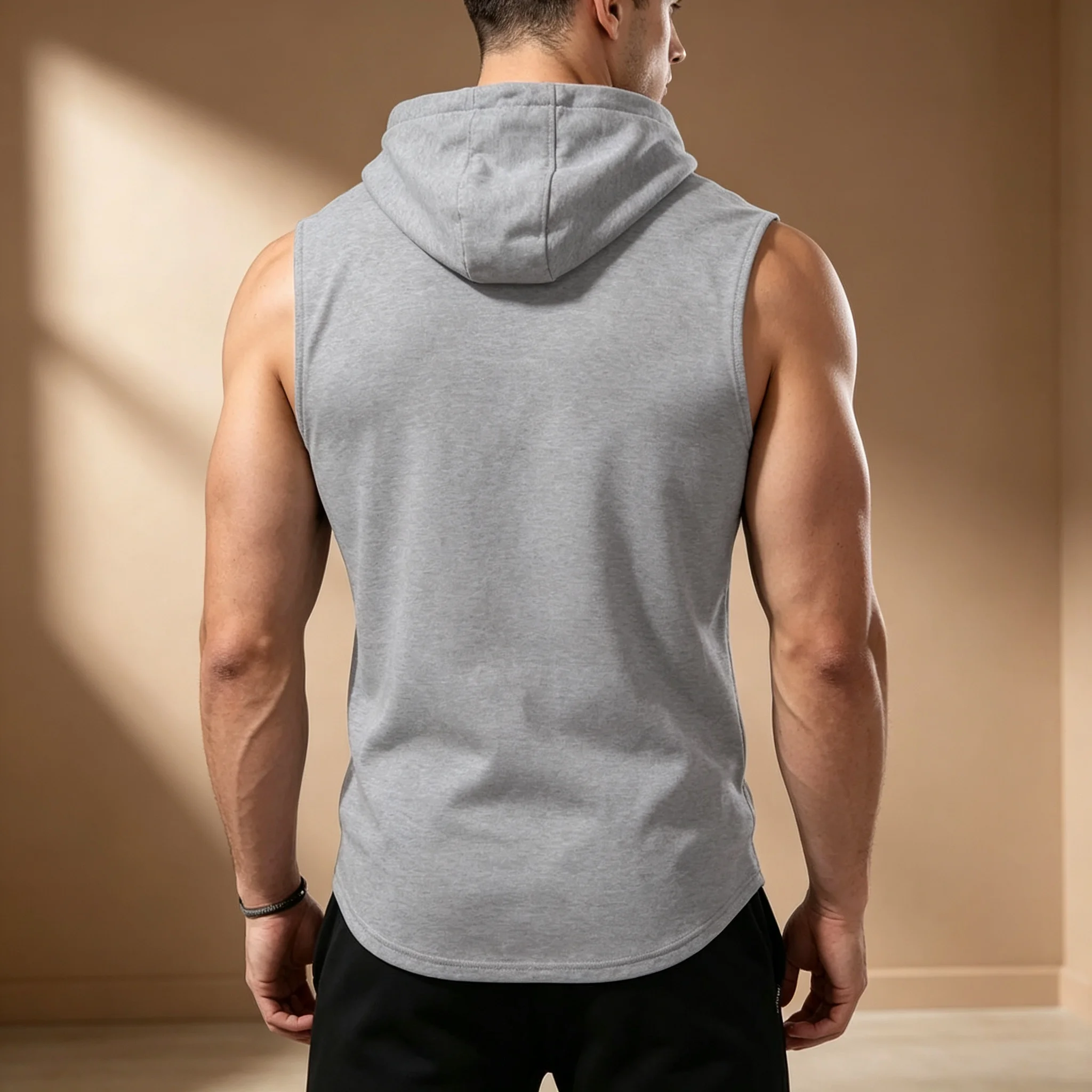 Herren Ärmelloses Hoodie-Tanktop mit Bullenkopf-Print, Fitness-Workout-Weste, Ärmelloses Kapuzenshirt, Lässige Sport-Tanktops – Detail 8