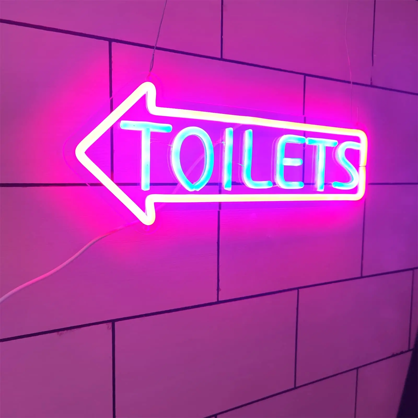 

Toilets Entrance Arrow Neon Sign Washroom Left Right Directional Logo for Outside Party Bar Gaming Led Light Store Wall Signs