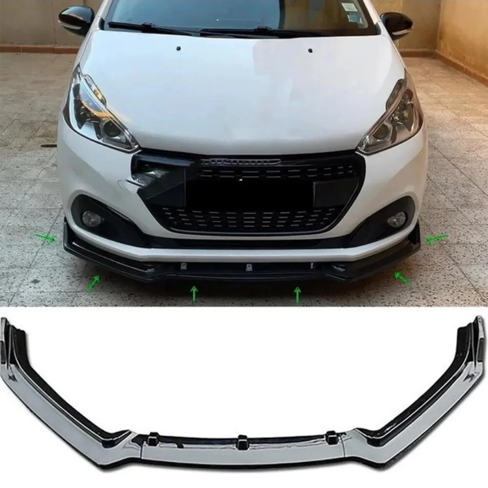 3 Pcs Front Bumper Lip For Peugeot 208 2012-2018 Body Kit Car Accessories Spoiler Splitter Diffuser Flap Sport Bumper Exterior