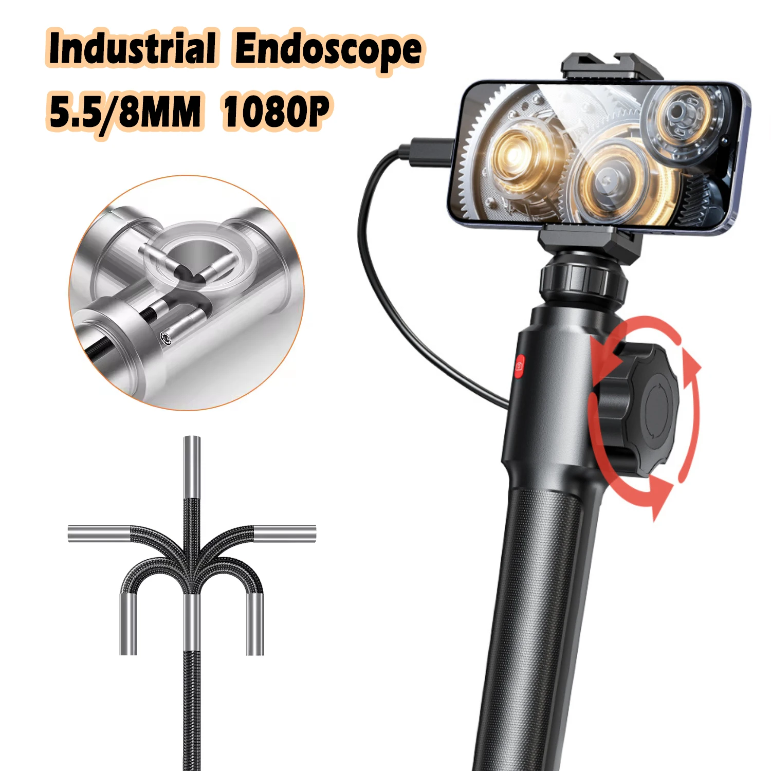 

Industrial Rotary Automotive Endoscope Inspection Tools Camera Rotation For With Articulation Cars Android Iphone 6 8 IOS Type C