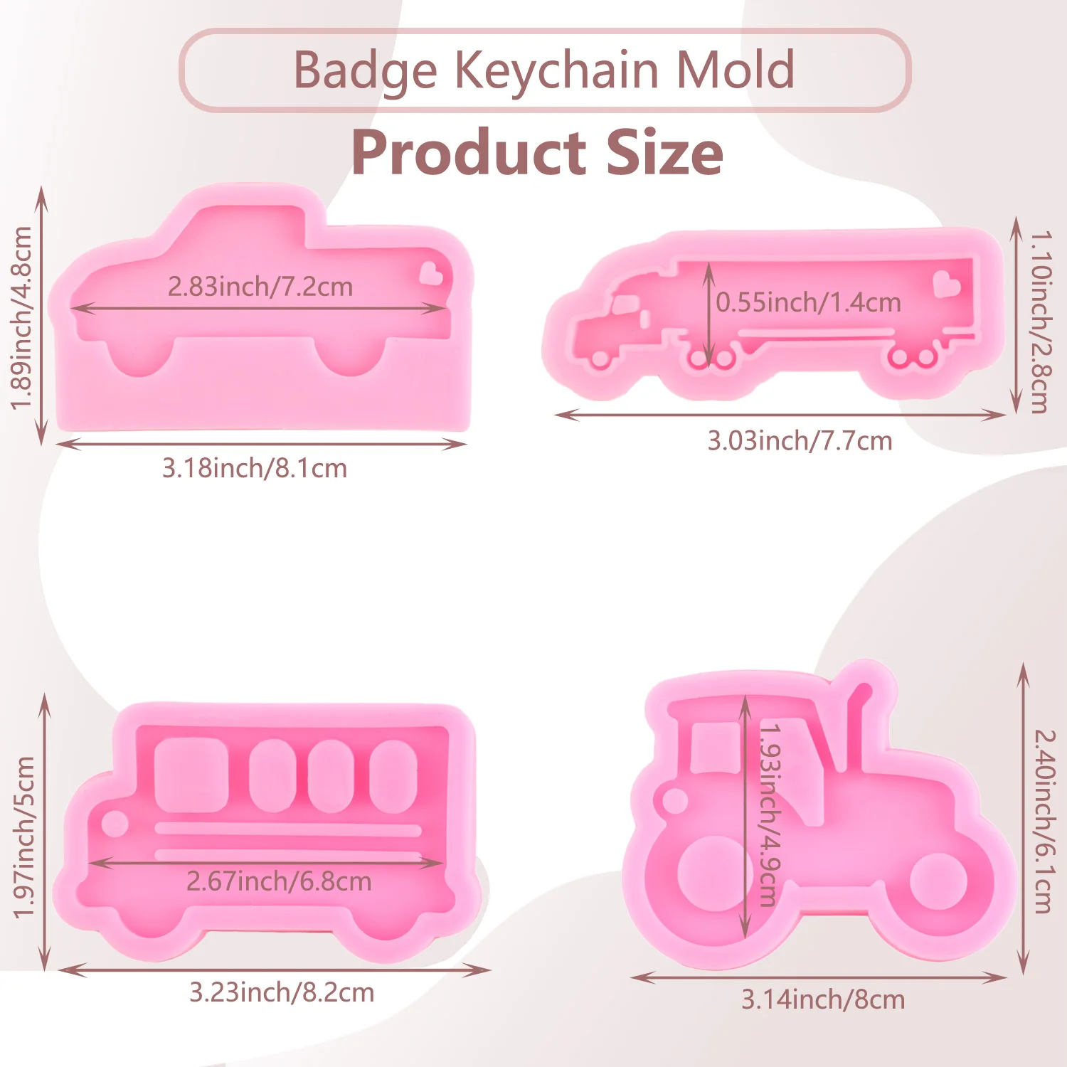 DIY Bus Tractor Silicone Keychain Mold Truck Van Pendant Resin Clay Molds Decoration Jewelry Epoxy Casting Making Moulds