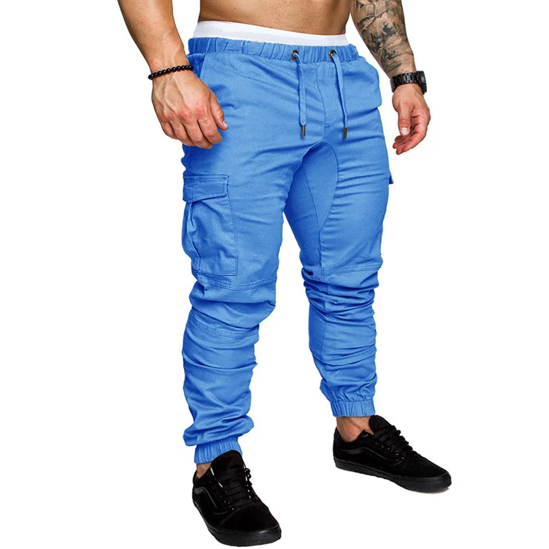 2024 New Male Trousers Mens Joggers Solid Multi-pocket Pants Sweatpants Men Pants Hip Hop Harem Joggers Pants Running men\'s gym