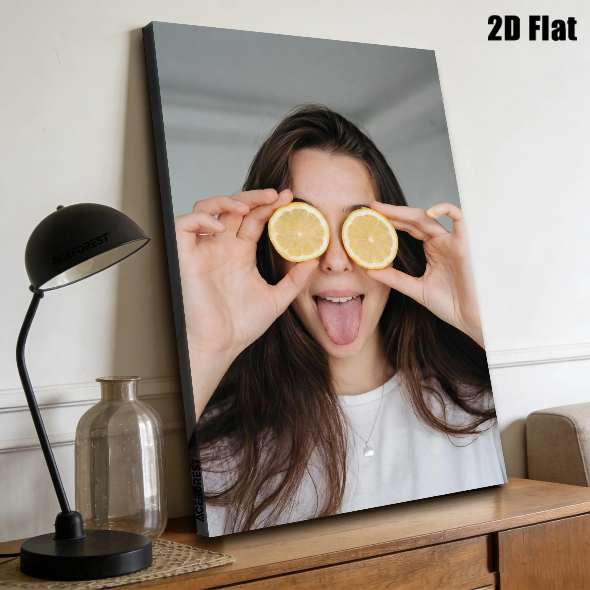 Custom 2D Family Portrait Canvas Personalized Photo Wall Art Flat Picture Print with or Without Frame Home Decor Gift - view 2