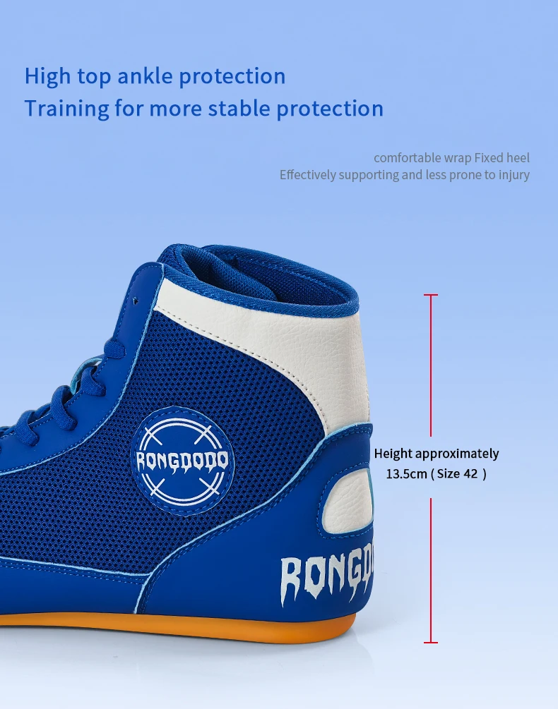 Boxschuhe für Männer und Frauen, MMA-Kickboxen, Komfort-Trainingsschuhe, Wrestling-Schuhe, atmungsaktiv, hoher Schaft mit Knöchelstütze, rutschfeste Sohle – Detail 6
