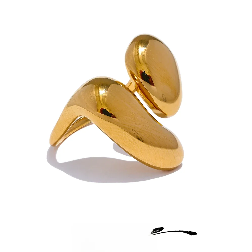 Pierścionek Yhpup Fashion ze Stali Nierdzewnej, Odlew Metalowy, Minimalistyczny, Wodoodporny, Stylowy, Elegancki, Biżuteria na Palec, Biżuteria Damska, Prezent — 2