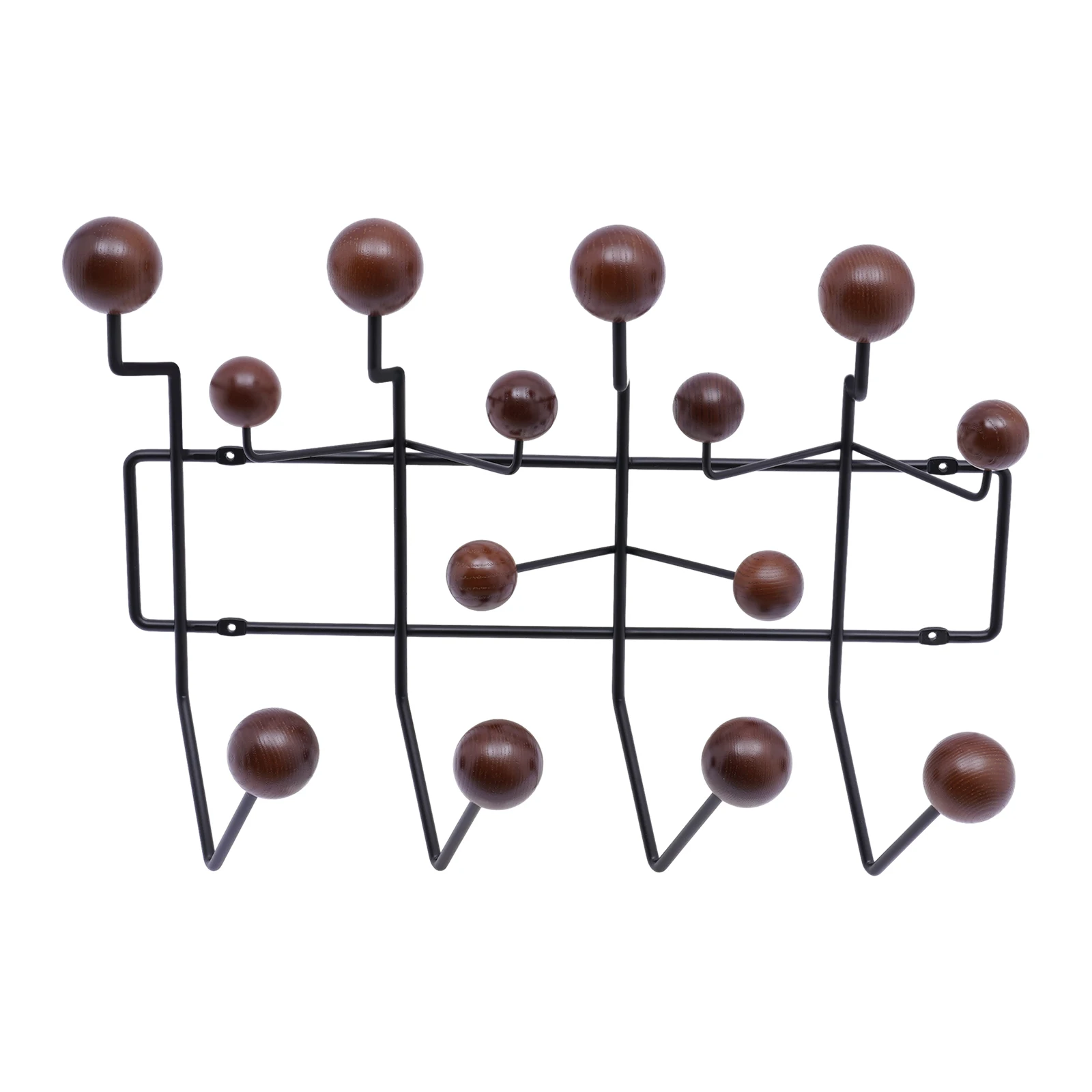 Wall Hanger Coat Rack Hang It All Candy Solid Walnut Wooden Balls Hat Organizer With 14 Hooks For Hallways, Bedrooms,Living Room