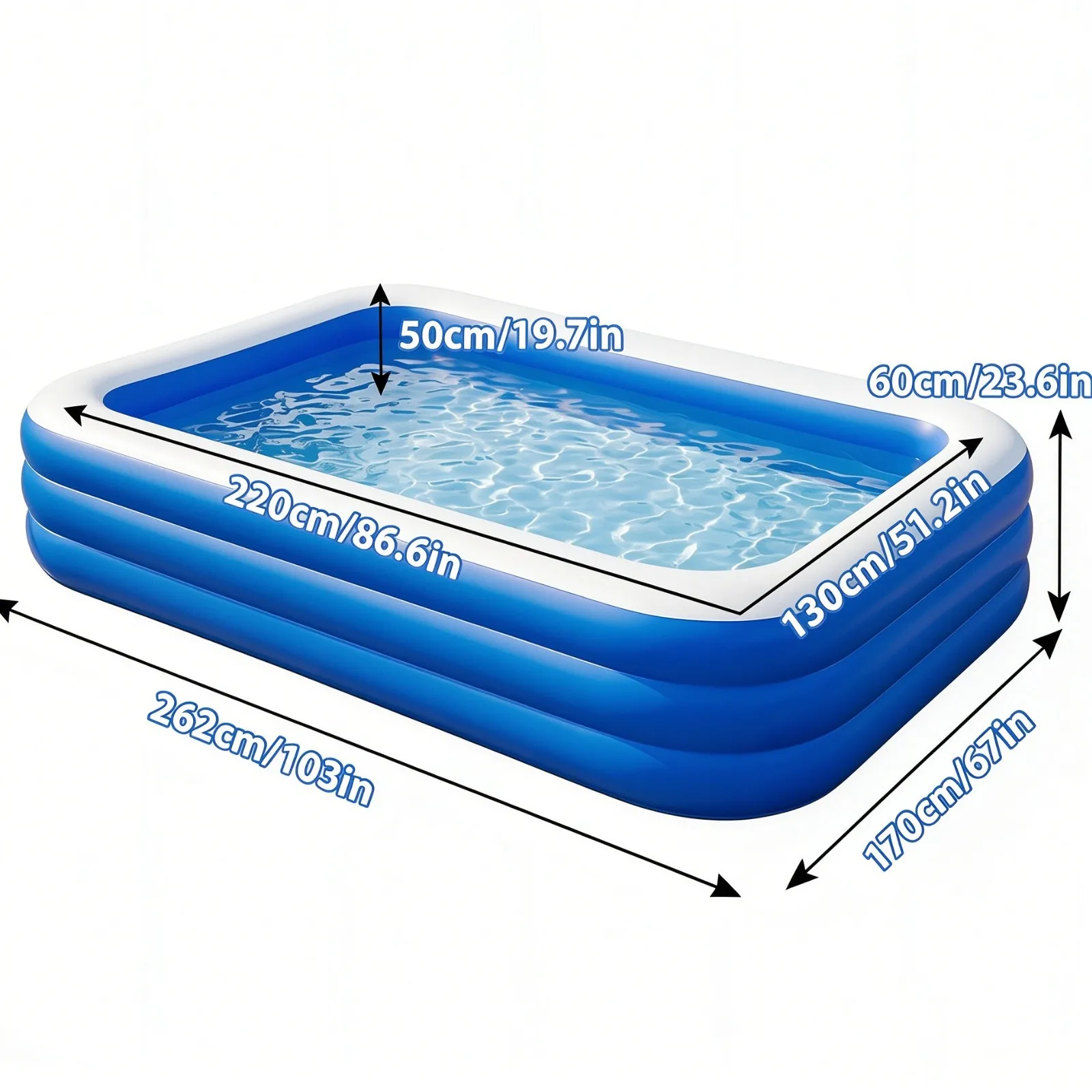 Aufblasbarer Familienpool, Abnehmbarer Garten-Planschpool für Erwachsene & Kinder, Outdoor-Sommerwasserparty
