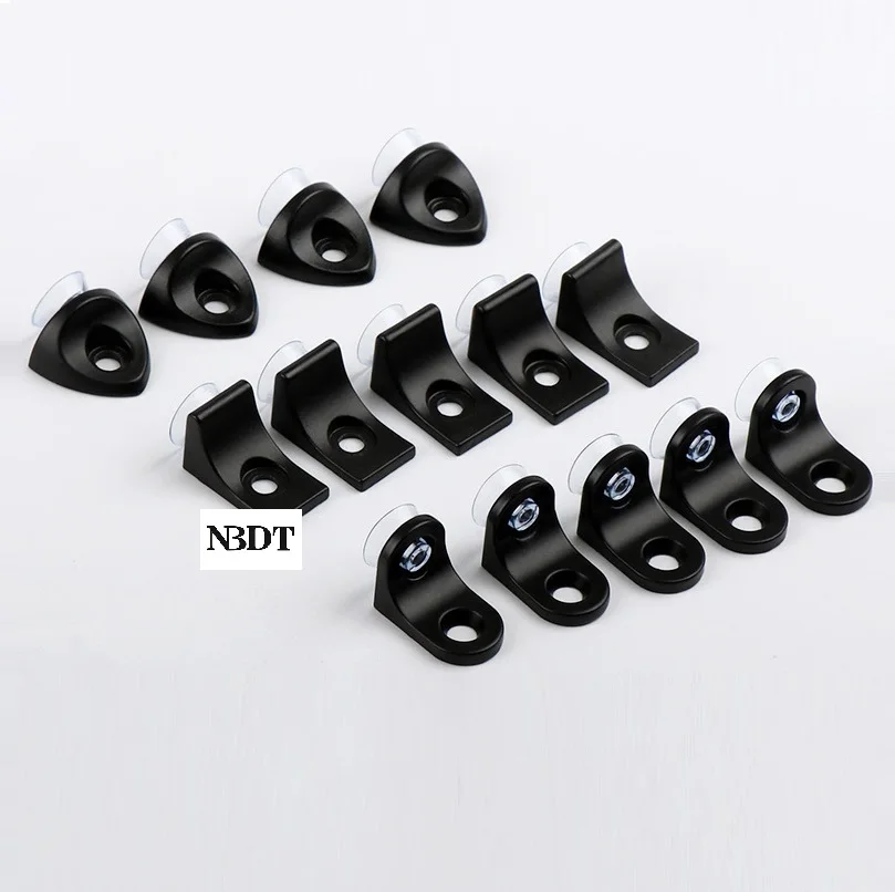 

50Pcs Black Zinc Cabinet Cupboard Glass Shelf Holder Support With Rubber Suction Cup