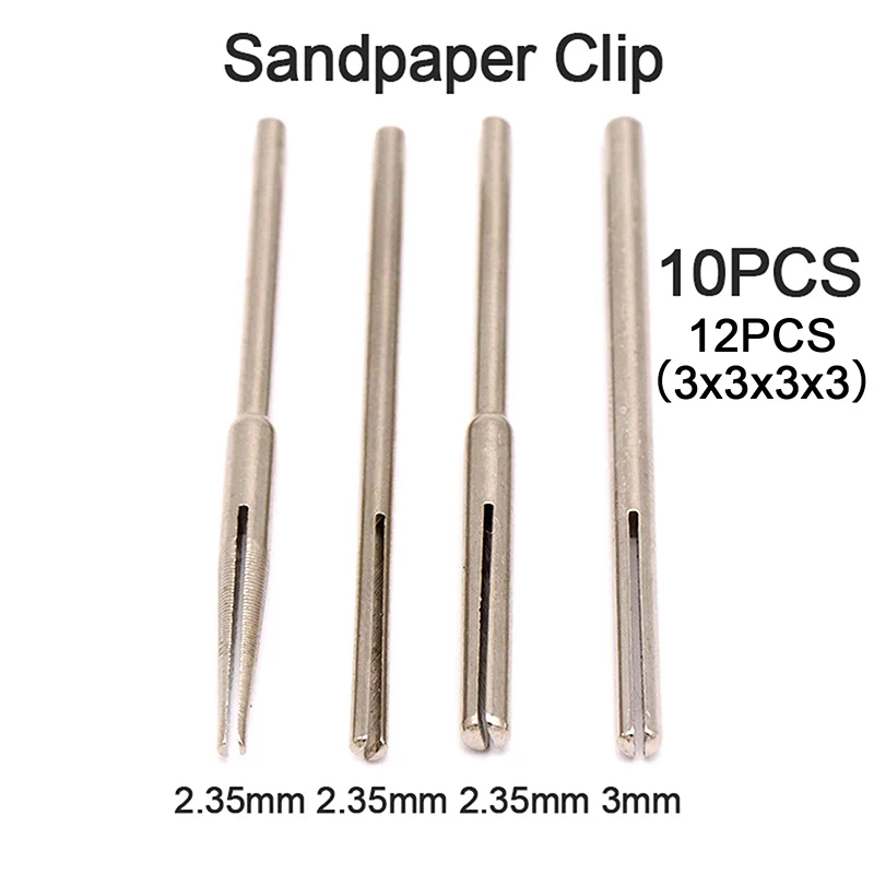 10/12pcs Sandpaper Clamp 2.35/3.0mm Fixing Rod Split Mandrels Long Abrasive Holder Clip For Electric Grinder Accessories