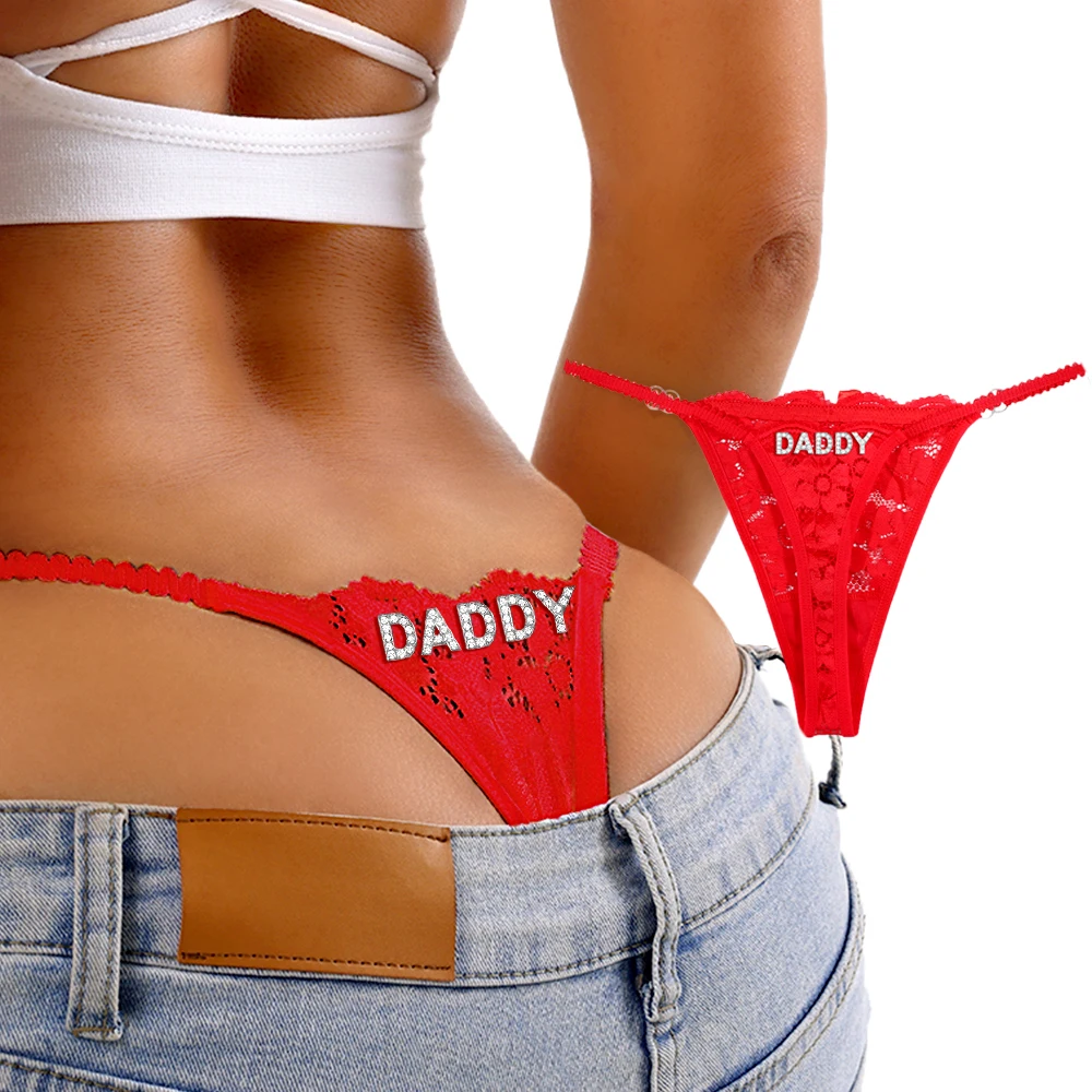 Custom Name Women Lace Panties Sexy Thong Female Plus Size Metal Buckle Erotic Panties Comfortable G-String Wife Gift 2025 New