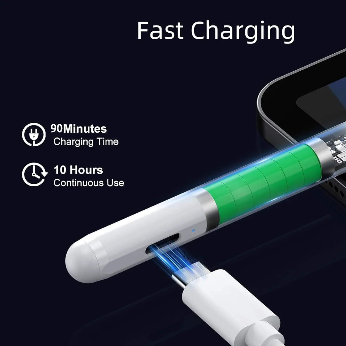 Caneta Stylus para iPad Apple iPad 2018-2025for11/10/9/8/7/6a geração, Pro 12,9/11/13 polegadas M4, Air 3/4/5/M2/M3, Mini 5/6a, Branco