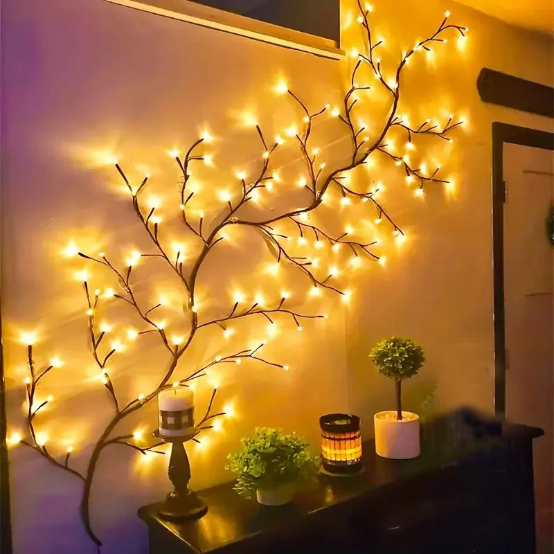 144 LED USB Wall Decoration String Lights Willow Vine Branch Warm White Light for Room Kitchen Wedding Christmas New Year Decor