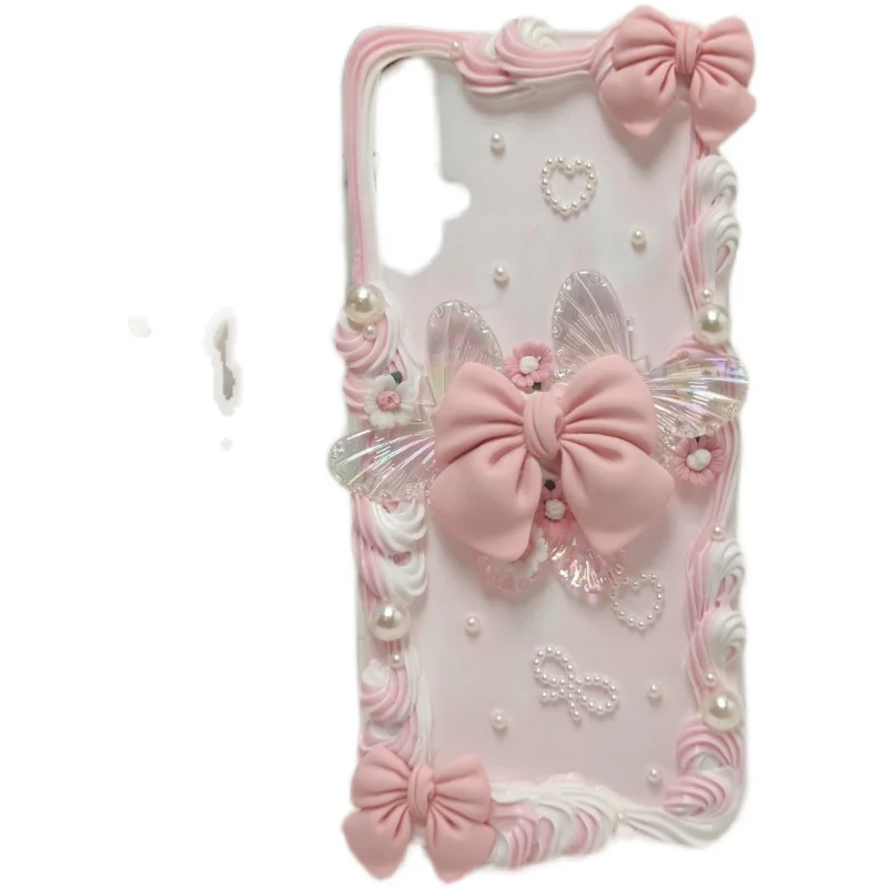 DIY Cace Fairy powder bow cream glue mobile phone case custom 13 12 diy finished product for iphone vivo Huawei oppo