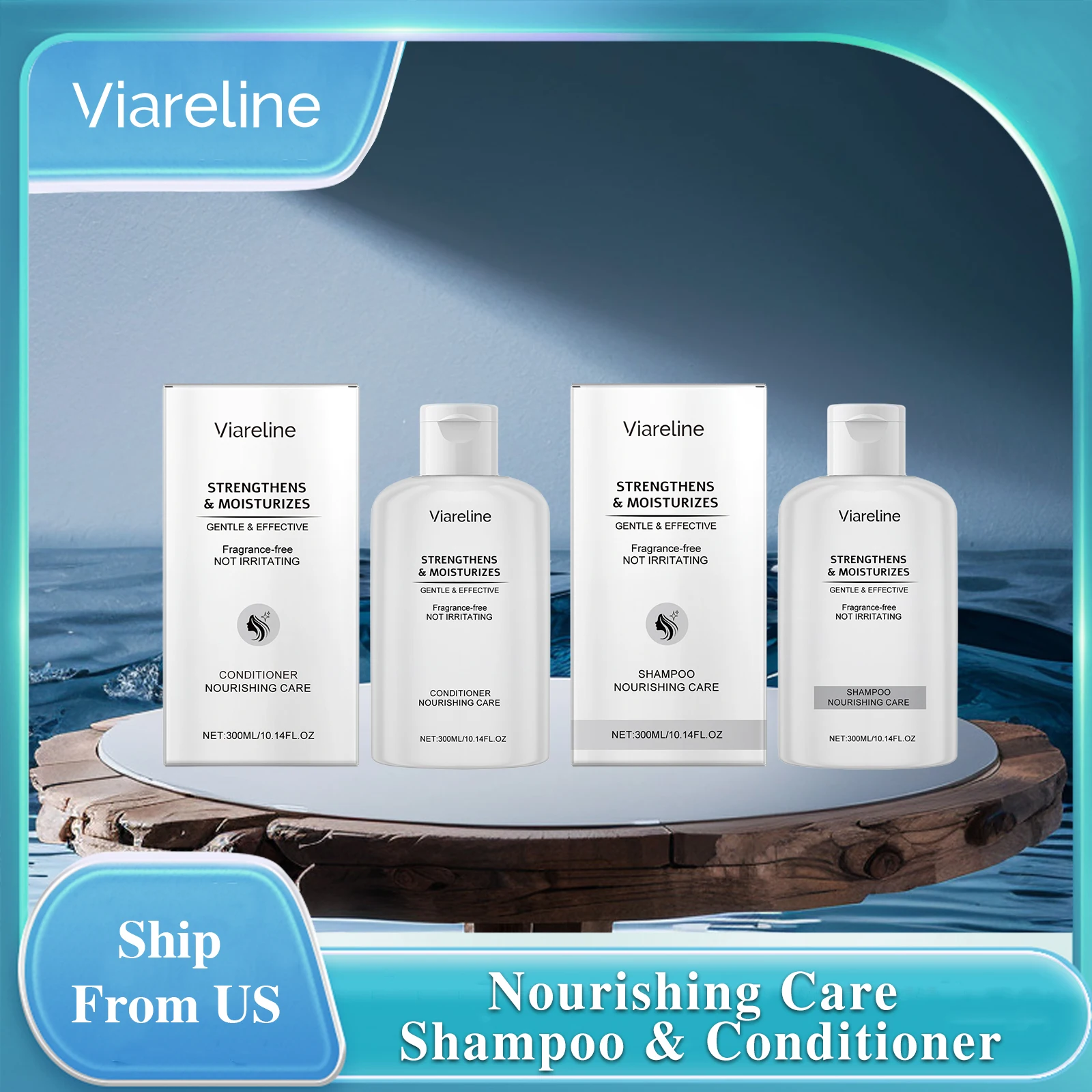 Viareline 300 ml Nourish Care Shampoo- und Conditioner-Set, Ölkontrolle, Stärkung der Wurzel, Reparatur, Bruch, Spliss, Haarwaschset