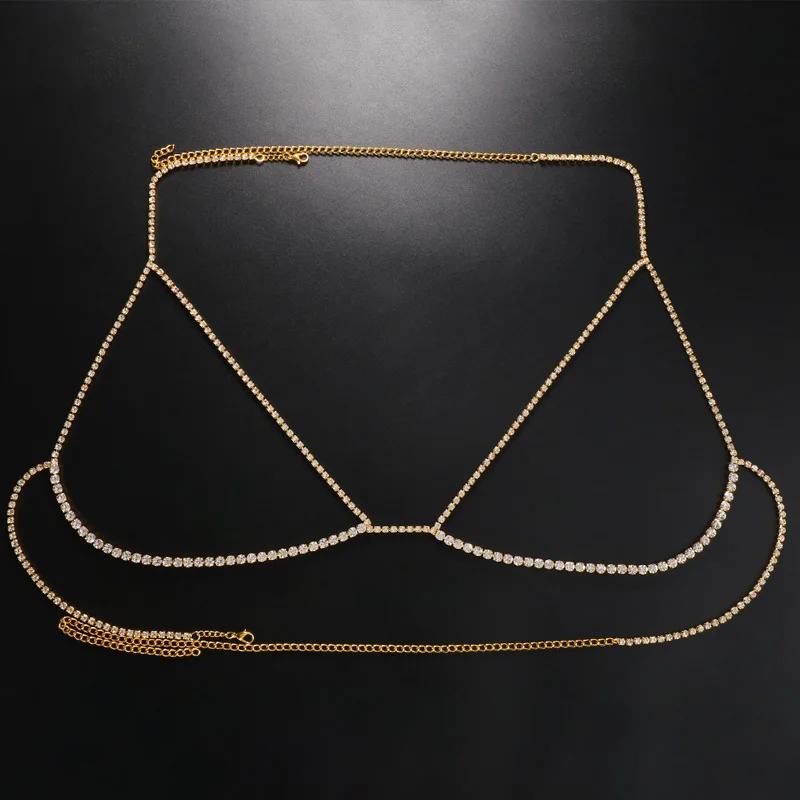 Stonefans بسيطة كبيرة حجر الراين الصدرية الجسم سلسلة مجوهرات للنساء مثير بيكيني كريستال الصدرية قلادة سلسلة الجسم تسخير ستراس