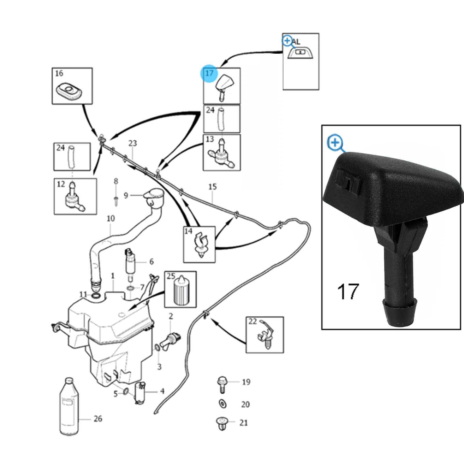 Erick-limpador de para-brisa dianteiro, bico jato de limpador para volvo c30, v40, s40, v50, c70, s70, s80, xc70, xc90, 30655605, 7845009