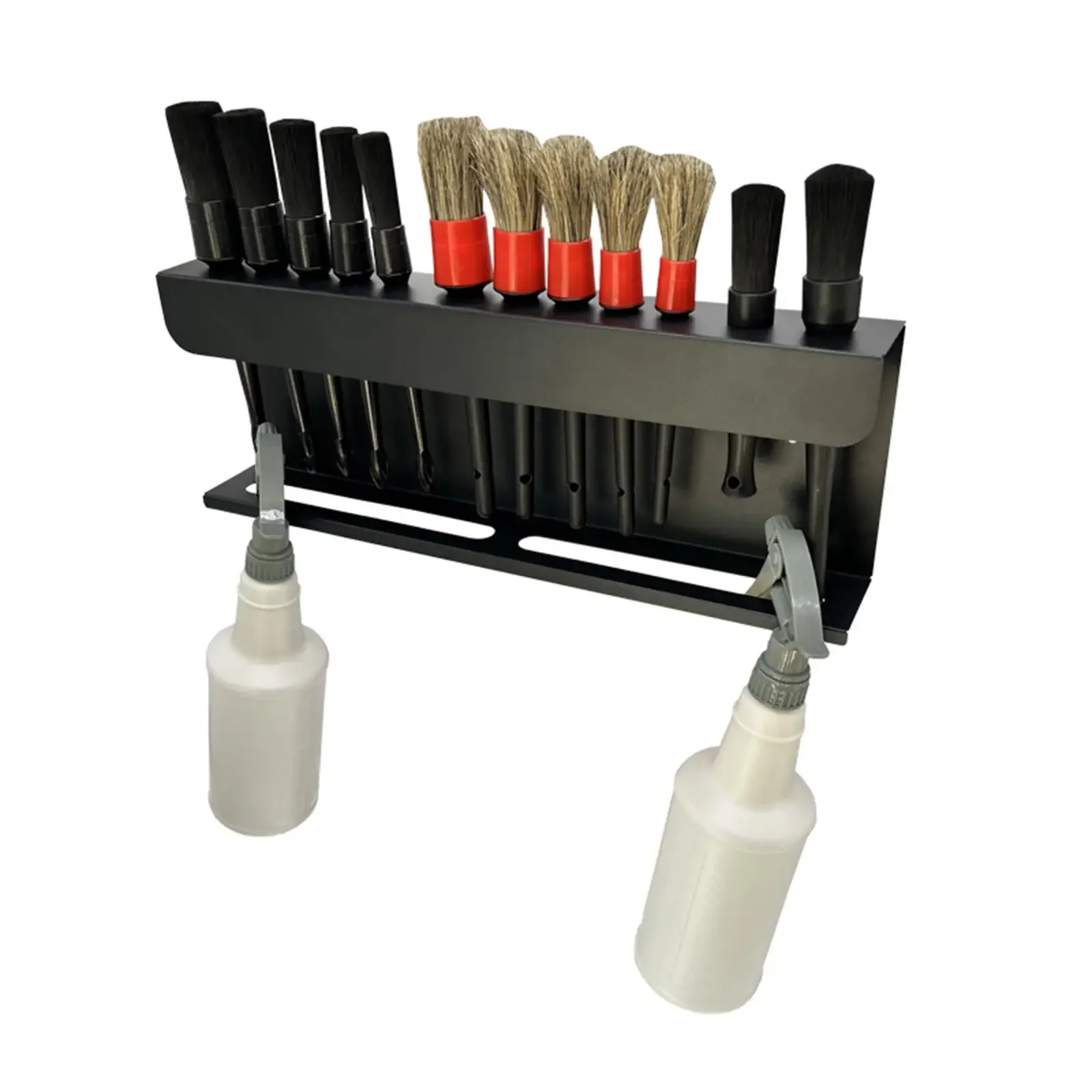 Uchwyt na szczotki do detali Stojak do przechowywania butelek z rozpylaczem Aluminiowy organizer na szczotki samochodowe do automatycznego czyszczenia Narzędzia do detali Przechowywanie w garażu — zdjęcie 2