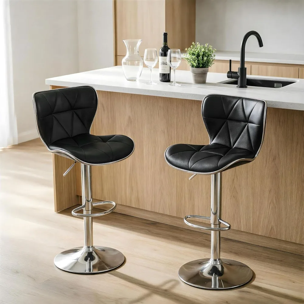

Modern PU Leather Swivel Adjustable Bar Stool with Shell Back