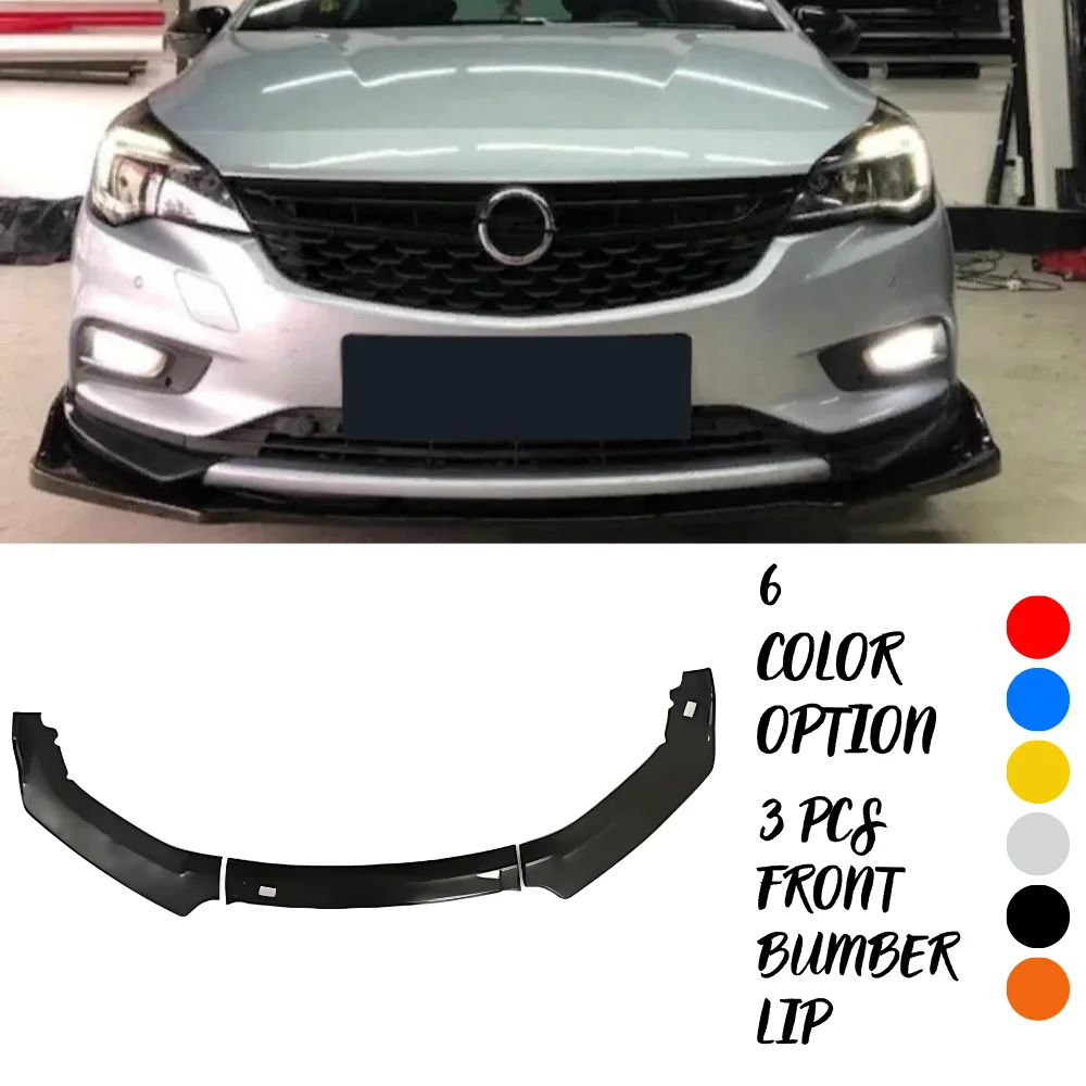 For Opel Astra K 2015-2021 Front bumper body kit Spoiler Splitter Splitter 3 PCs front lip Flap sports bumper Universal Tuning