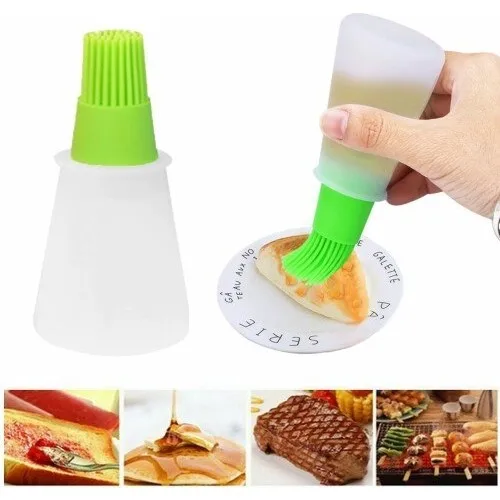 Oil-Egg-Sauce Brush Reservoir Silicone Oil Pot Transparent Oil Brush You can remove the brush part of the silicone oil pot and f