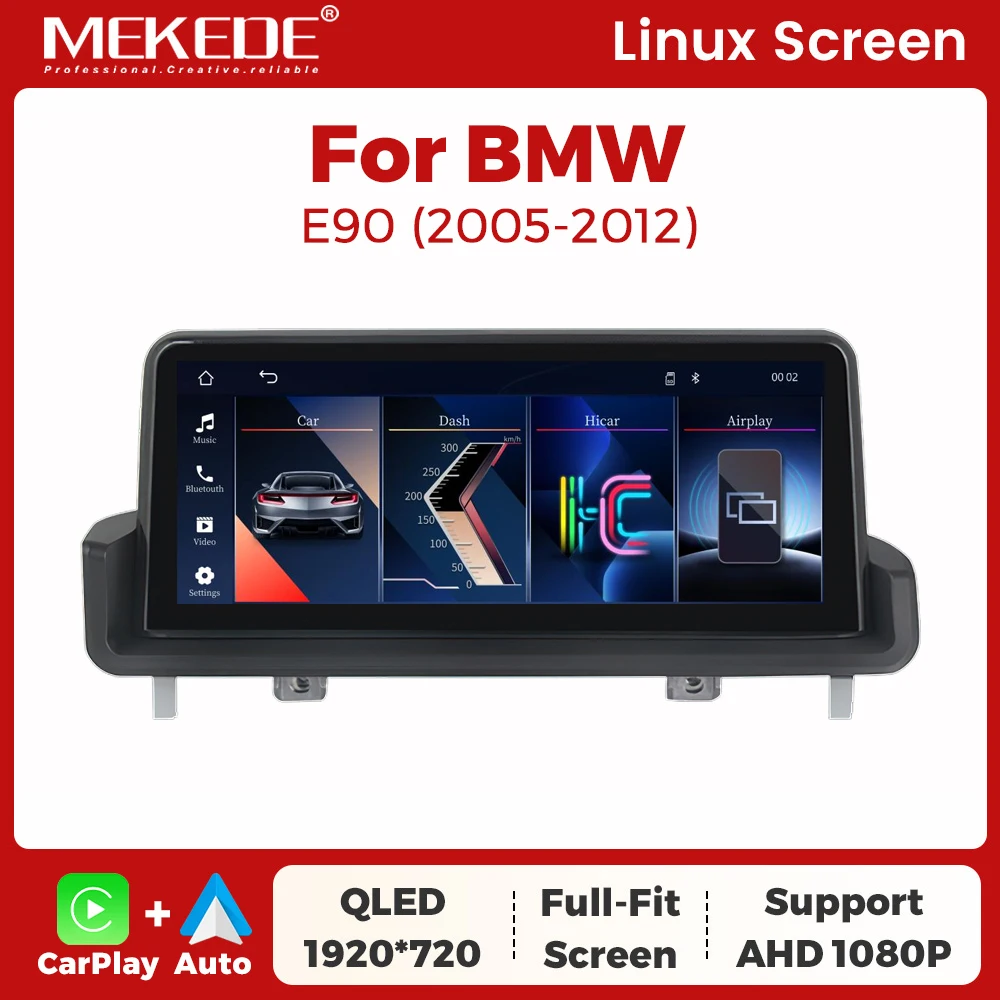 MEKEDE 10,25-Zoll Linux-System Autoradio Multimedia-Player für BMW 3er Serie E90 E91 E92 E93 2004 - 2012 Kabelloses Carplay Android AUTO Display Touchscreen