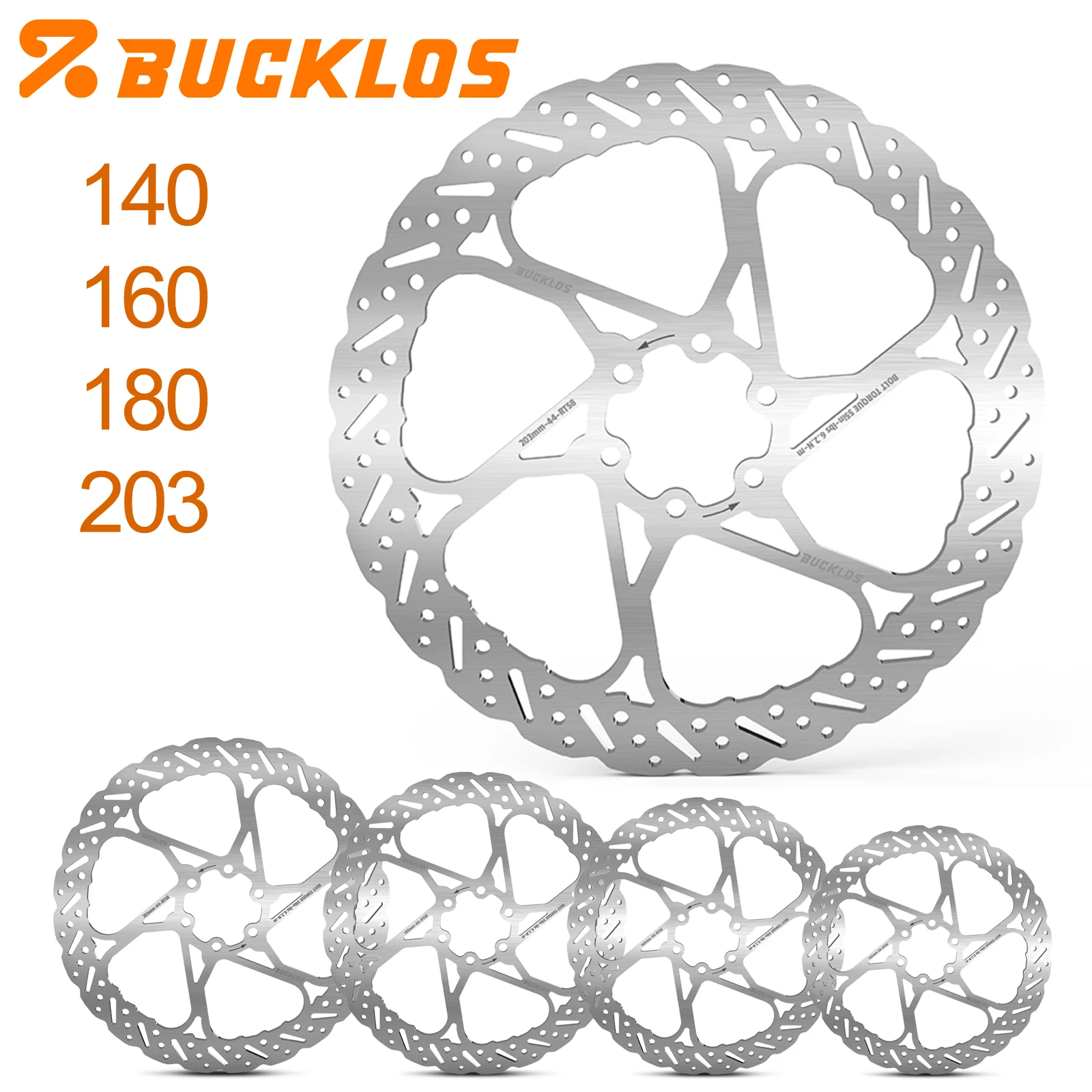 Image of BUCKLOS Fahrrad-Bremsscheiben 140mm 160mm 180mm 203mm Fahrrad-Hydraulikbremsen Rotor Wärmeableitung Fahrrad-Scheibenbremsrotor