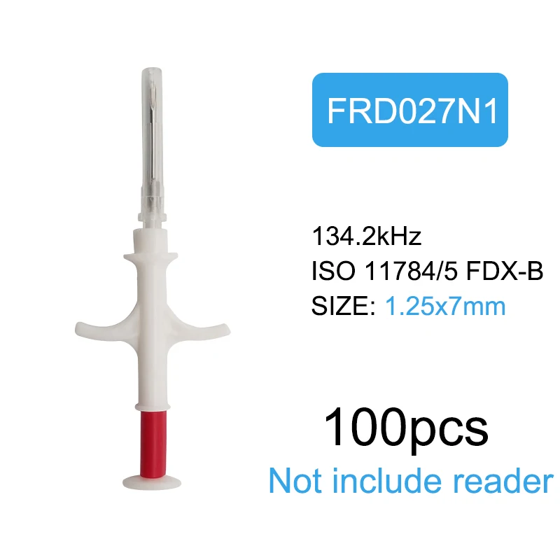 カスタマイズされた 100 個 FRD111-1 RFID 耳タグと 100 個 FRD027N1 1.25*7 ミリメートル