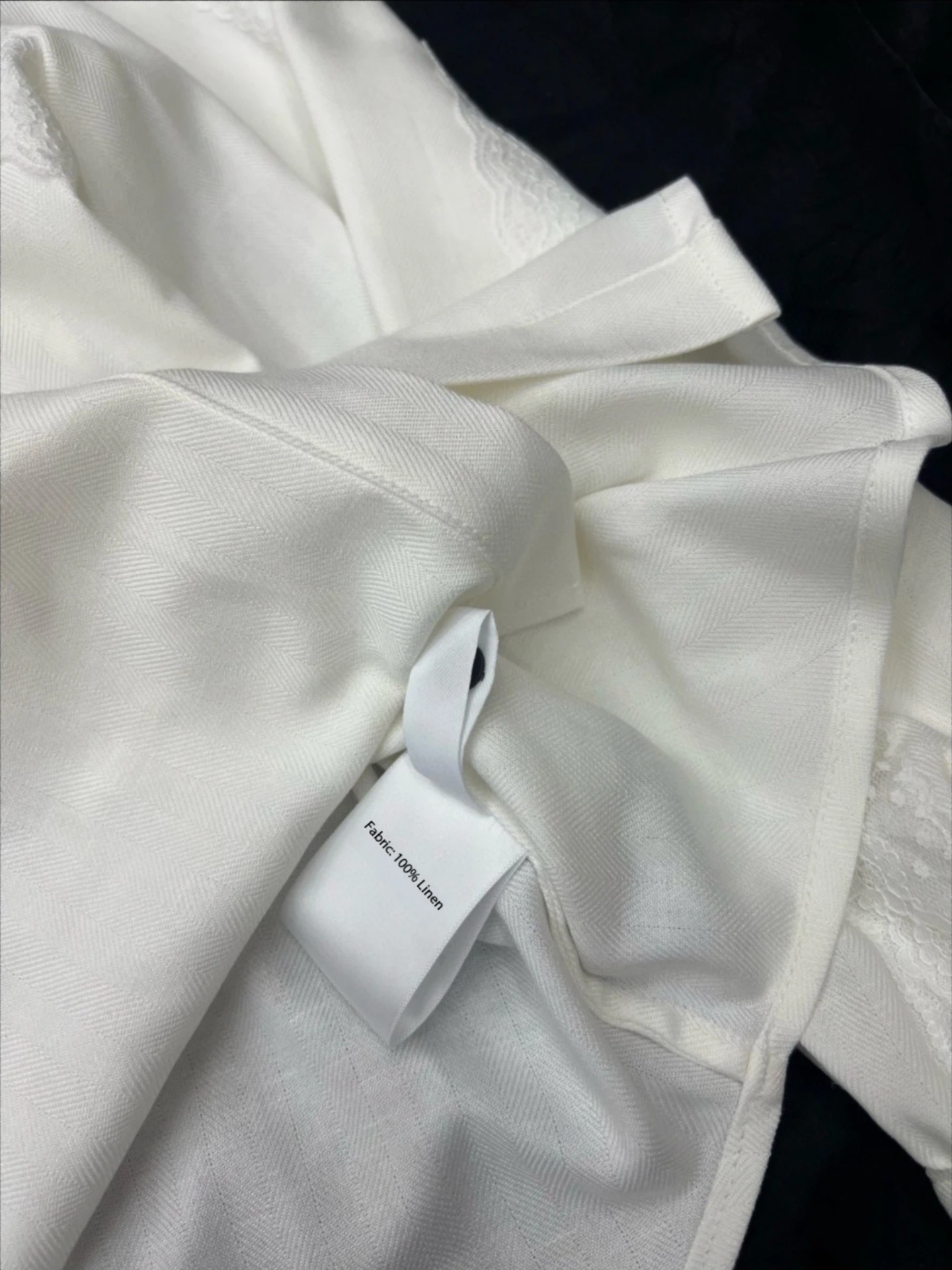 Chemise ample en lin pour femmes, exclusivement, garnie de dentelle, automne