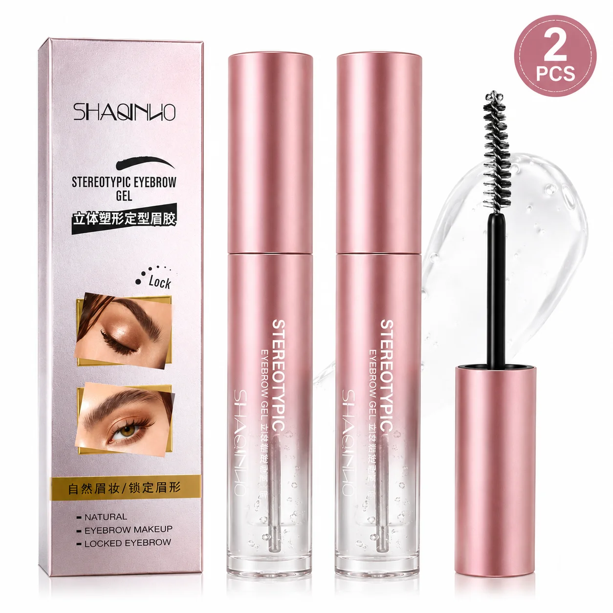 2pc Clear Eyebrow Shaping Gel, Advanced Sweat-Resistant Formula, Weightless Hydro-Polymer Matte Shield, Achieve a Refined Feathe