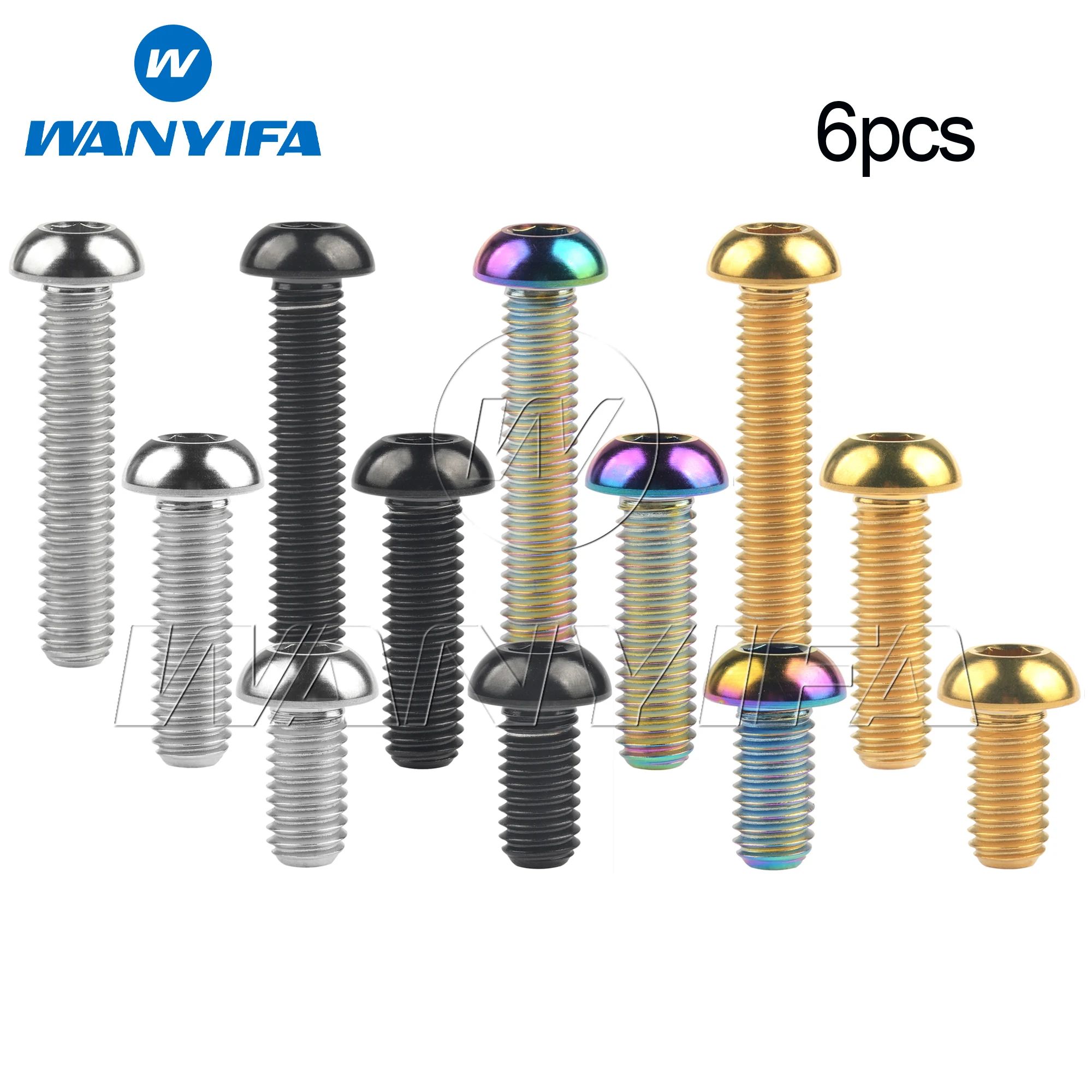 

Wanyifa 6pcs Titanium Bolt M6x12 16 20 25 30mm Button Hex Allen Key Head Screws for Bike Motorcycle Car Ti Fasteners