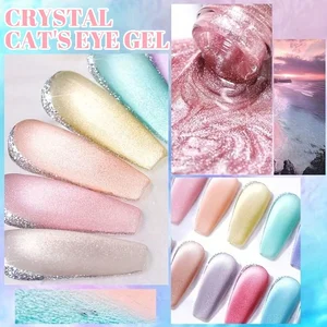 6 buah Set Pemoles Gel Kuku Magnetik Kucing Glitter Cat Eye Holografik Reflektif Semi Permanen Gel UV Rendam Seni Kuku Berkilau 8 glitter penjualan terbaik untuk kuku - №