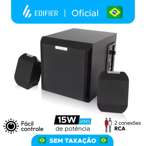 Caixa de Som com Subwoofer, 15W RMS, Bivolt, Controle de Volume, AUX P2, RCA - X100B EDIFIER