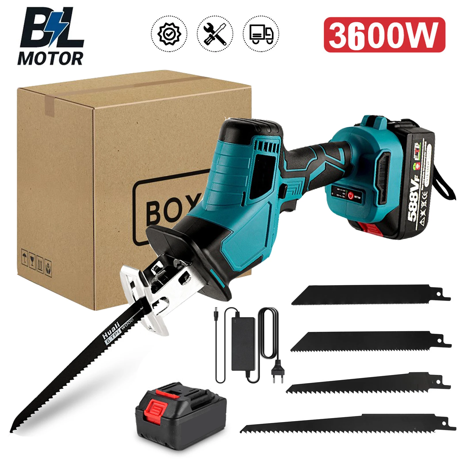 3600w 12000spm Brushless recipropating Saw Cordless Chainsaw Wood Metal baking Saw Power Tool For Makita 18V Battery