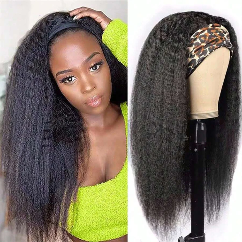 

Kinky Straight Headband Wig Human Hair Headband Wigs For Black Women Glueless Yaki Headband Human Hair Machine Made Headband Wig