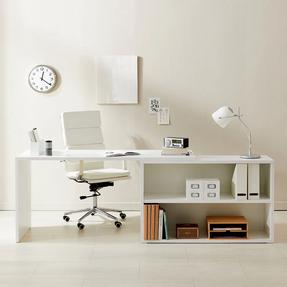 Snow WIdendesk L-shaped Student White Desk 1400/1600