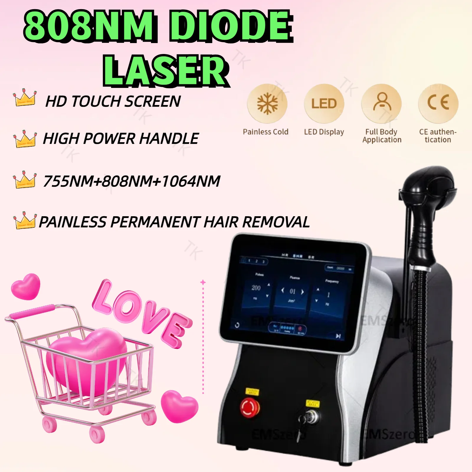 Multifunctional 808nm Laser Diode Hair Removal Machine Freezing Point 3-Wavelength Permanent Painless Depilate 2025