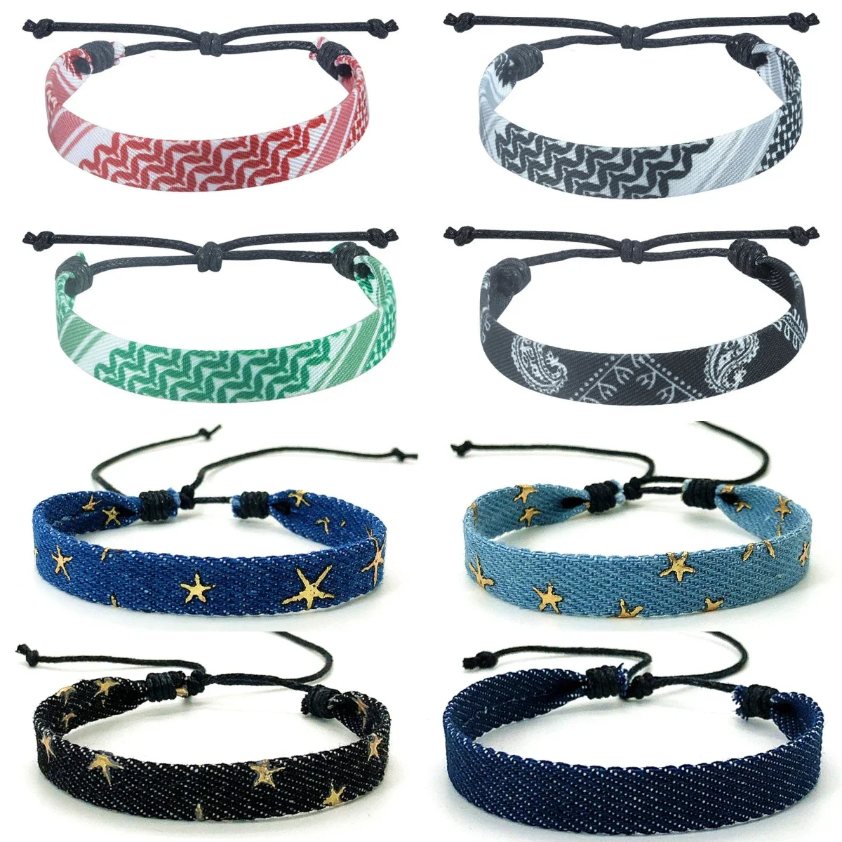 Bracelets bohèmes tissés pour hommes et femmes, bijoux ronds d'amour, ULtressée à la main, fil, nœud brodé, étoile