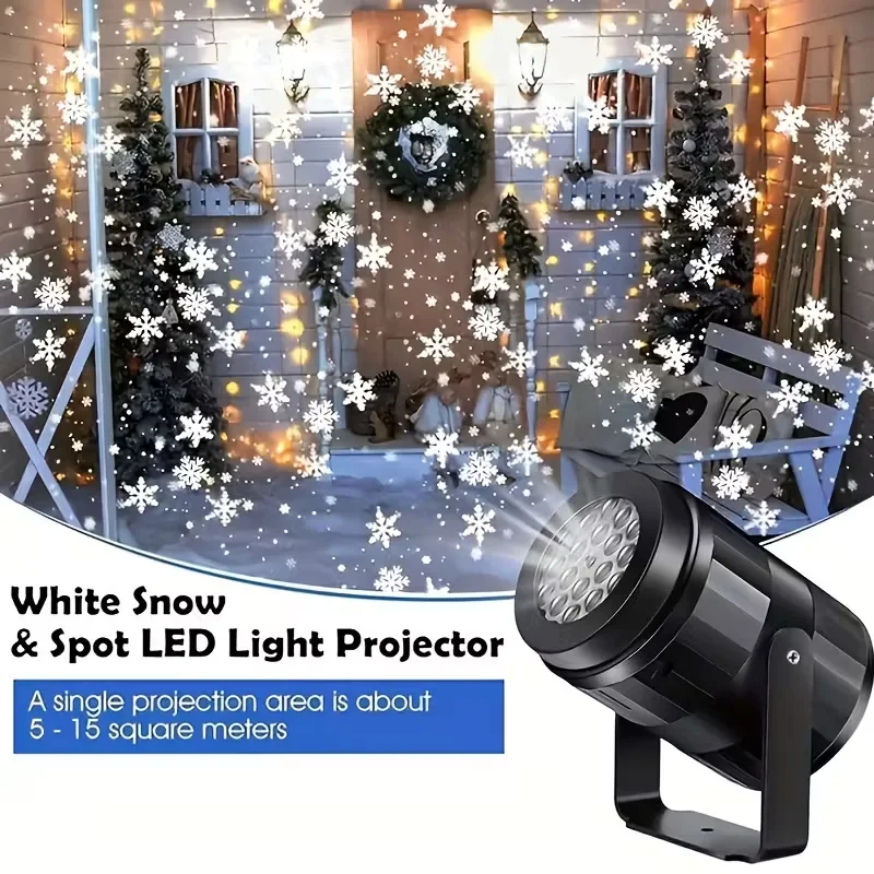 Snowflake Projector Light USB Powered Rotating Christmas Snowflake Projection Atmosphere Light for Festive Party Christmas Decor