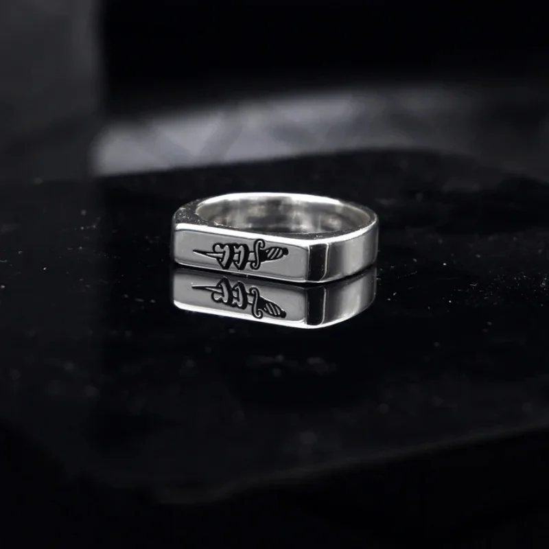 فاخر جودة عالية فضية اللون الفولاذ المقاوم للصدأ خواتم للمرأة رجل الديكور خنجر الحب جديد مجوهرات الوافدين اكسسوارات #4