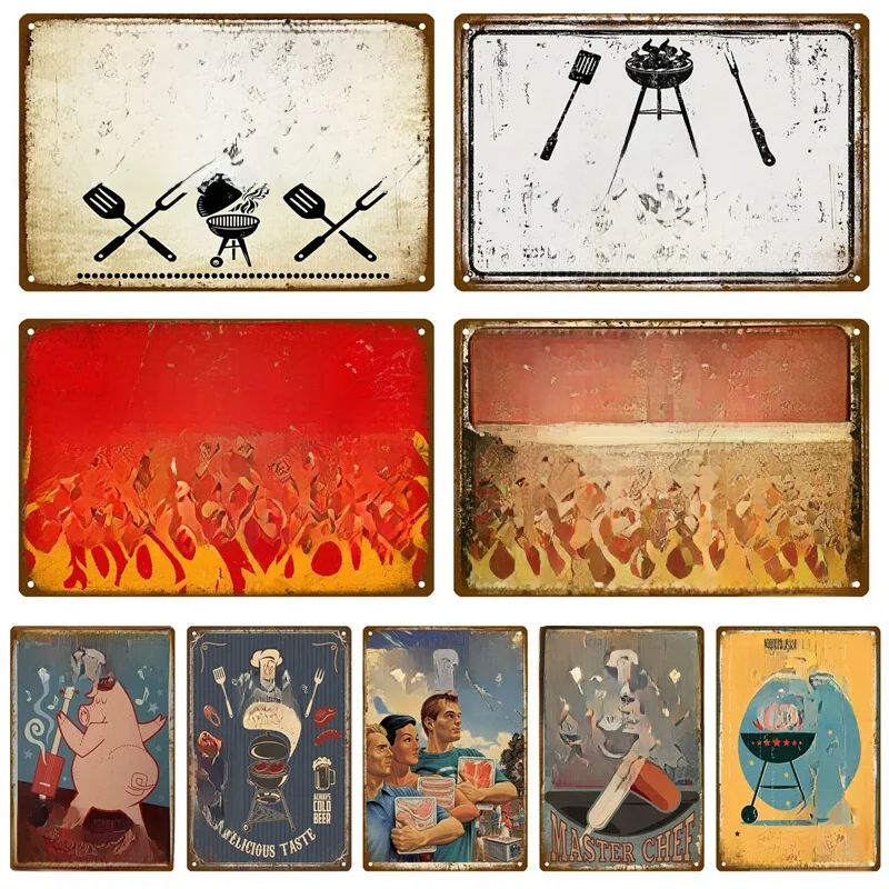 Affiche murale Vintage avec règles de barbecue, Plaque métallique décorative, Plaque de cuisine, accessoires de décoration Vintage en métal