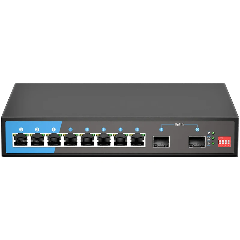 KeepLiNK 10-Port Gigabit Switch with 8-PoE Ports and 2-SFP Uplink Unmanaged Plug and Play