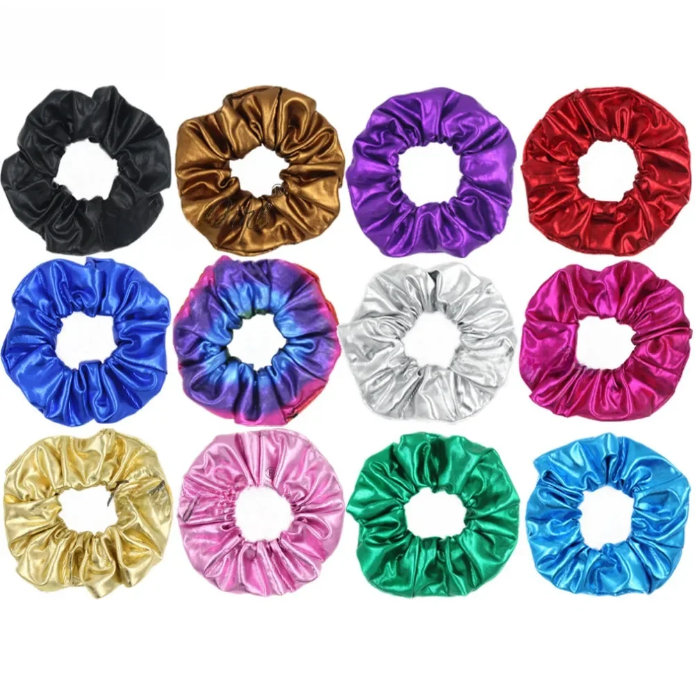 Furling Girl 1 PC Faux Leather błyszczące włosy Scrunchies gumki do włosów kucyk Holder dla kobiet akcesoria do włosów elastyczne gumki do włosów — zdjęcie 2