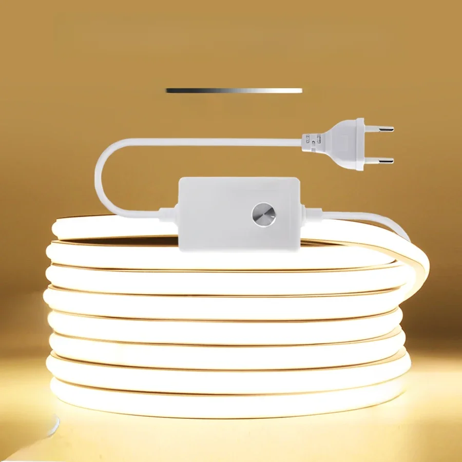 220V COB LED Strip Licht Hoge Heldere Schakelaar/Dimbare US 110v EU Plug Neon Tape Keukenkast verlichting Waterdichte tuin - afbeelding 2
