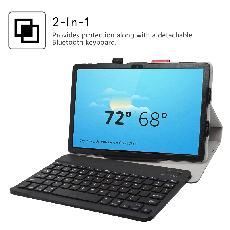 Tablet Case For Lenovo Tab M10 Plus 3rd Gen (TB125FU) Removable Bluetooth Keyboard 10.6 Inch,Portable Folding Stand Pu Leather