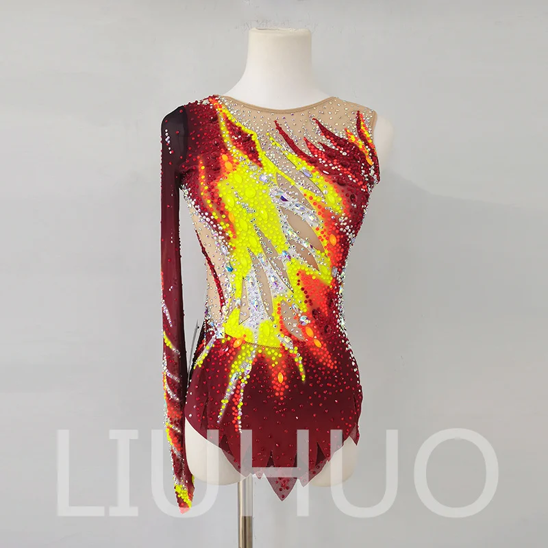 LIUHUO Rhythmic Gymnastics Leotard Competitive Cheerleading Performance For Children